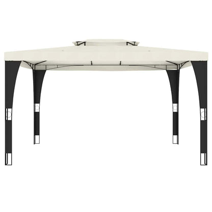 vidaXL Gazebo with Double Roof Cream 3.98x2.98 m Steel 3