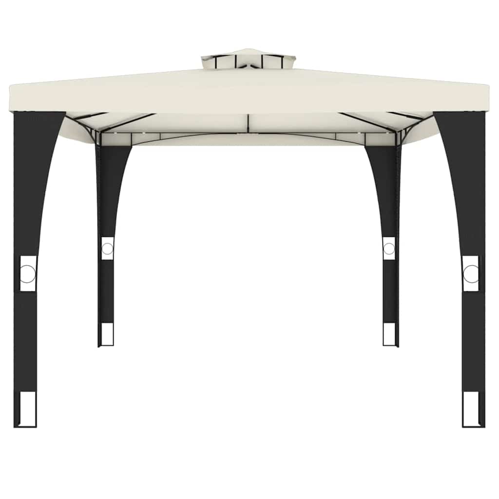 vidaXL Gazebo with Double Roof Cream 3.98x2.98 m Steel 5