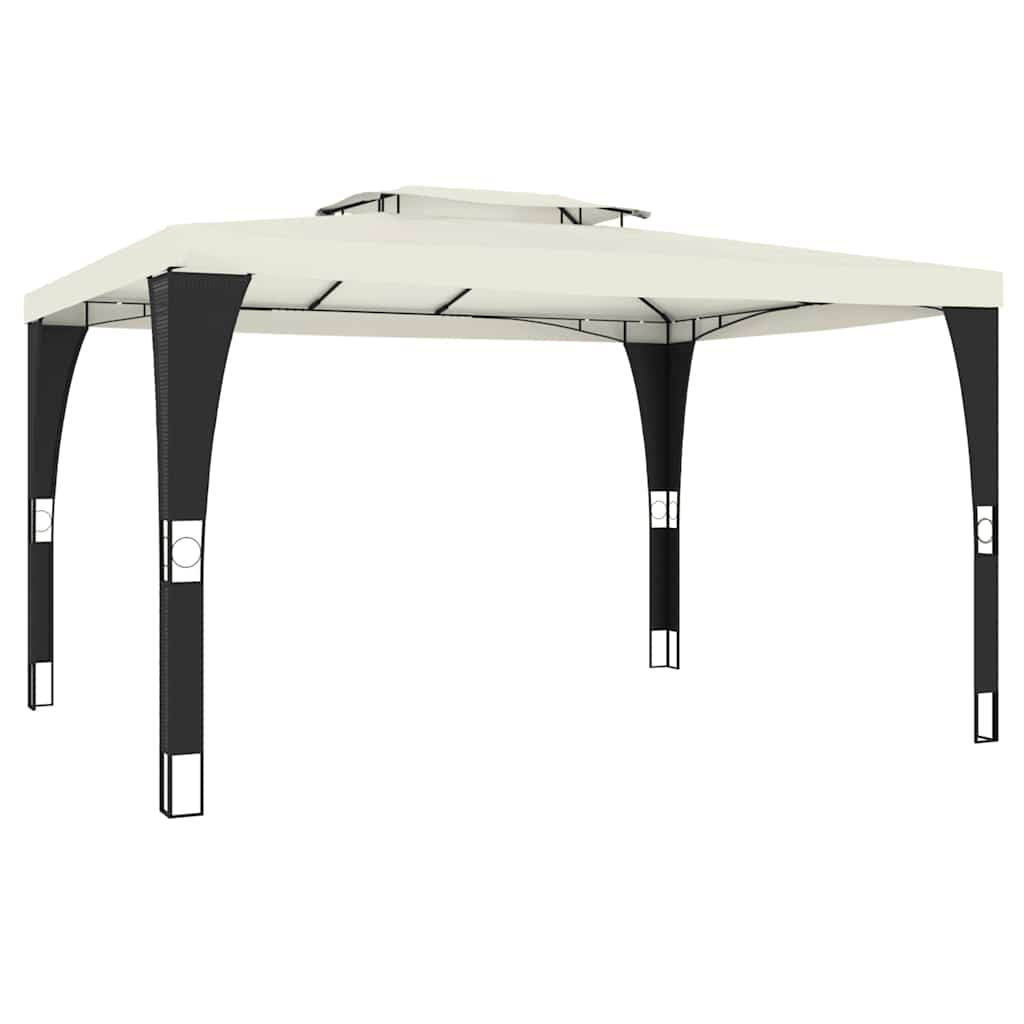 vidaXL Gazebo with Double Roof Cream 3.98x2.98 m Steel 4