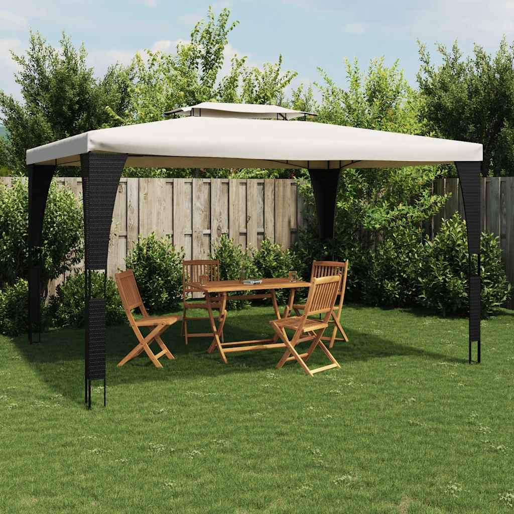 vidaXL Gazebo with Double Roof Cream 3.98x2.98 m Steel 1