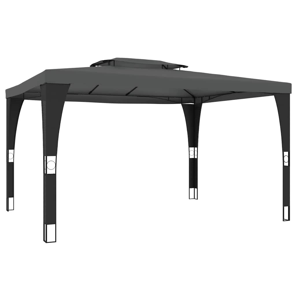 vidaXL Gazebo with Double Roof Anthracite 3.98x2.98 m Steel 2