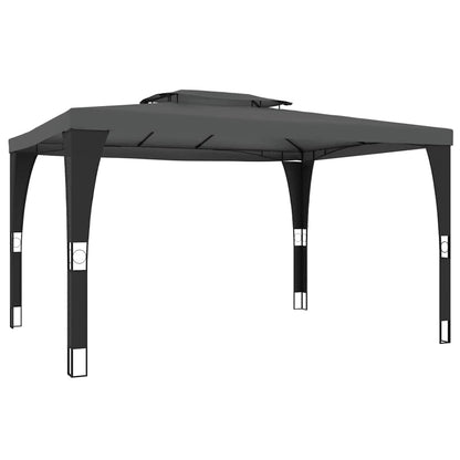 vidaXL Gazebo with Double Roof Anthracite 3.98x2.98 m Steel 2