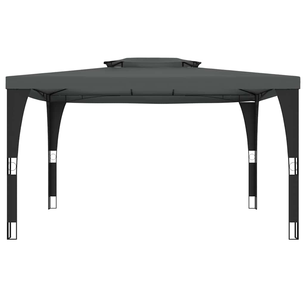 vidaXL Gazebo with Double Roof Anthracite 3.98x2.98 m Steel 3