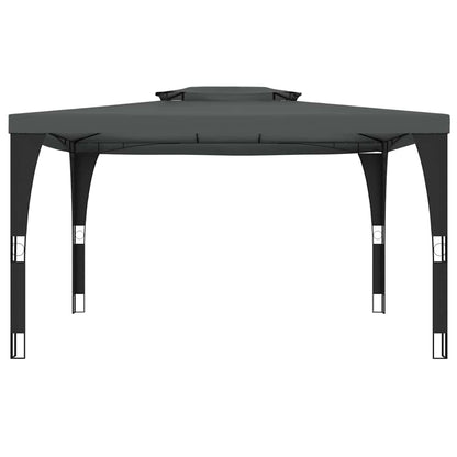 vidaXL Gazebo with Double Roof Anthracite 3.98x2.98 m Steel 3