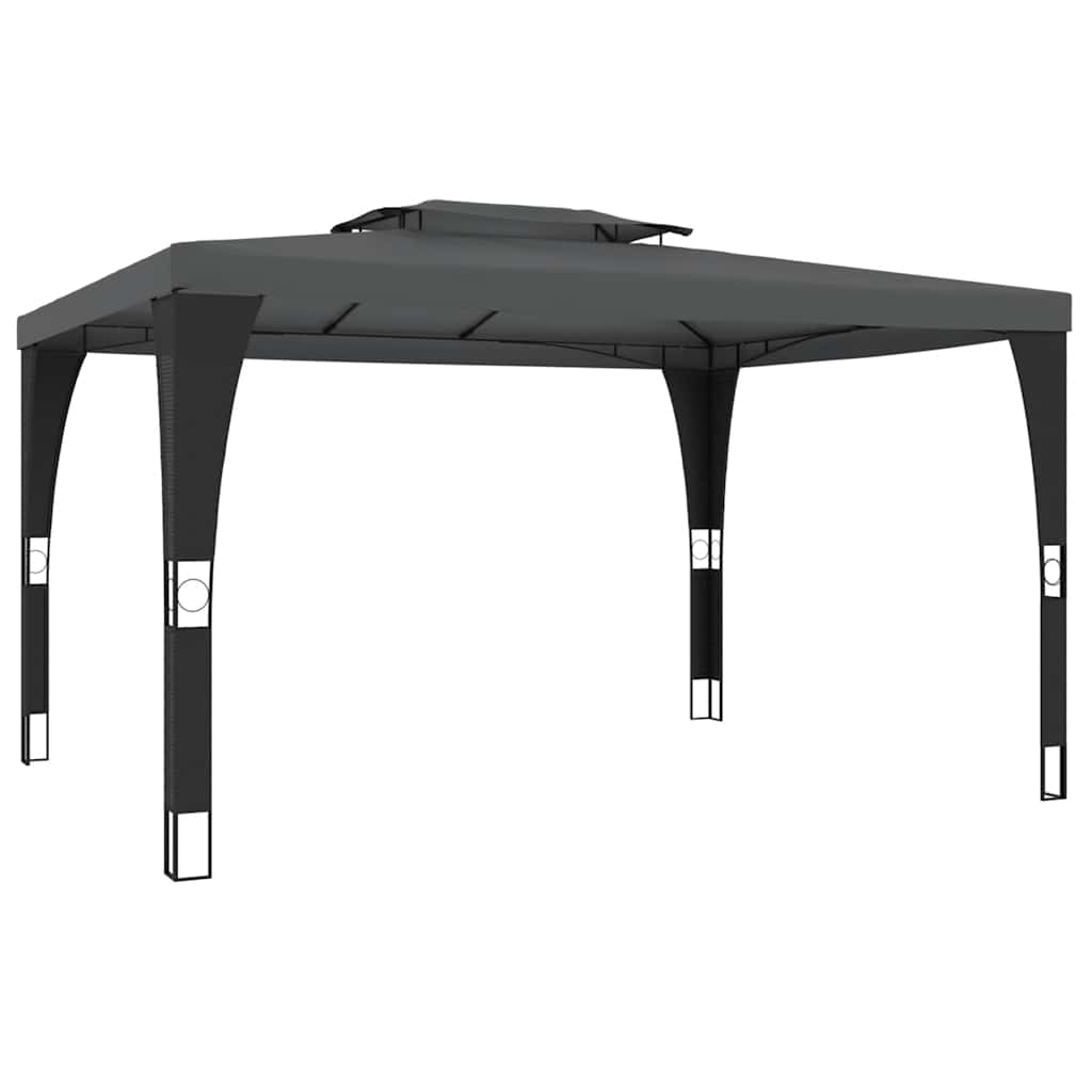 vidaXL Gazebo with Double Roof Anthracite 3.98x2.98 m Steel 4