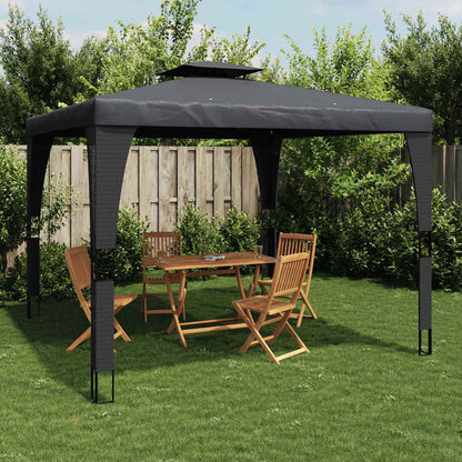 vidaXL Gazebo with Double Roof Anthracite 3.98x2.98 m Steel 1