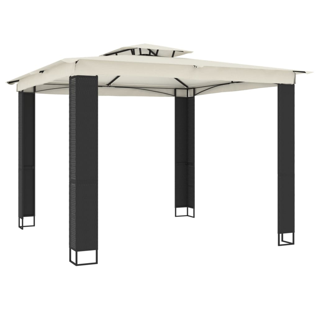 vidaXL Gazebo with Double Roof Cream 2.94x2.94 m Steel 5