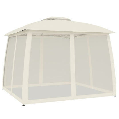 vidaXL Gazebo with Double Roof and Mesh Walls Cream 2.93x2.93 m Steel 2