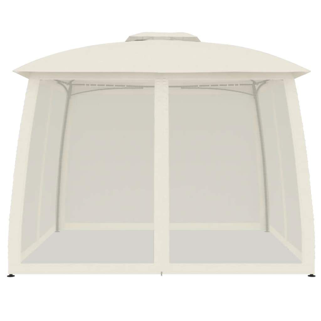 vidaXL Gazebo with Double Roof and Mesh Walls Cream 2.93x2.93 m Steel 3