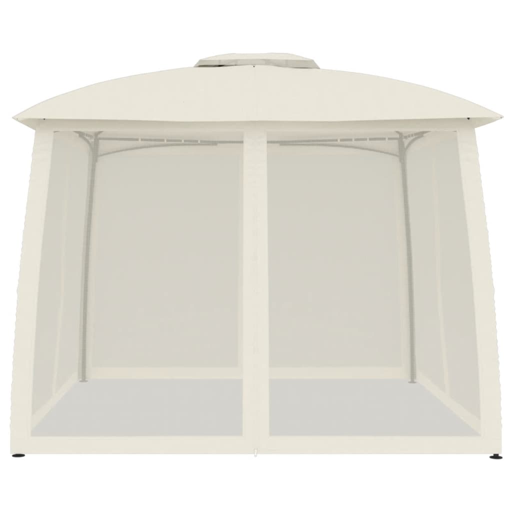 vidaXL Gazebo with Double Roof and Mesh Walls Cream 2.93x2.93 m Steel 4