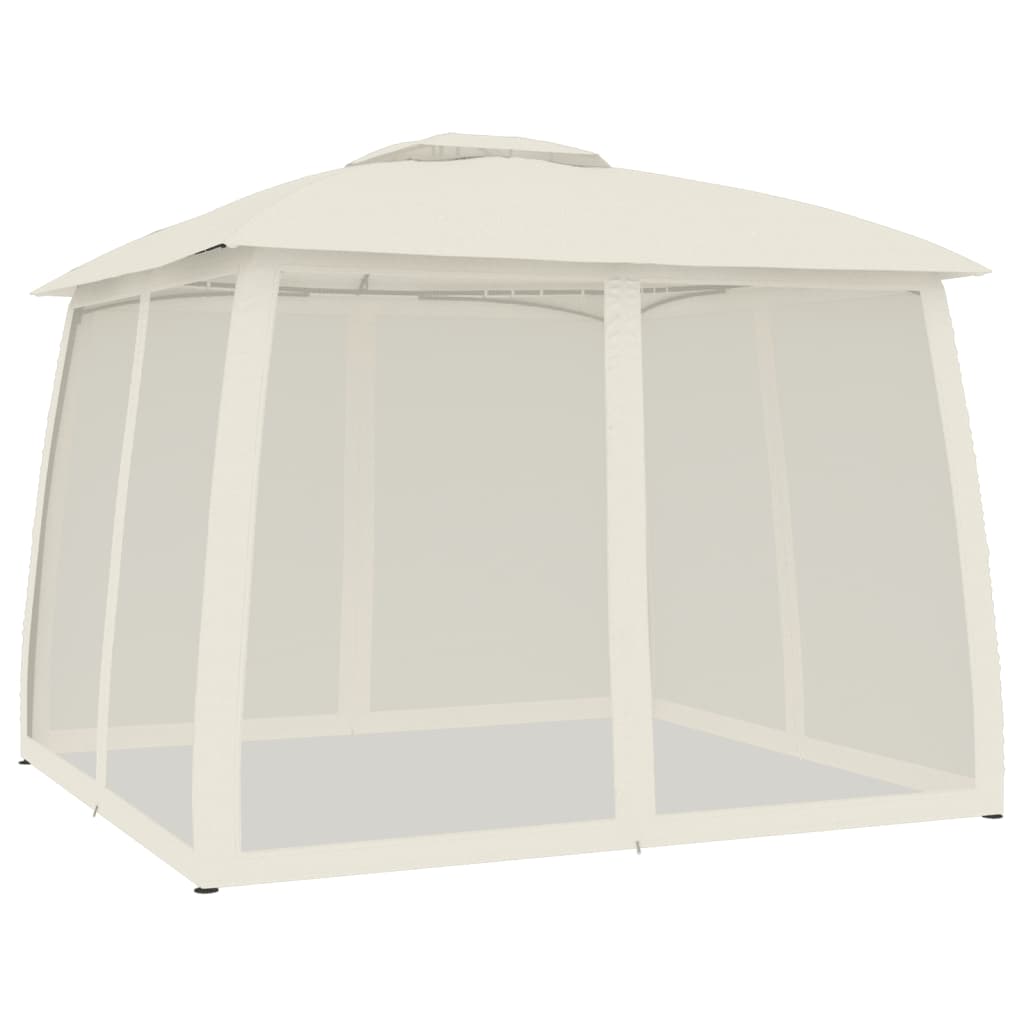 vidaXL Gazebo with Double Roof and Mesh Walls Cream 2.93x2.93 m Steel 5