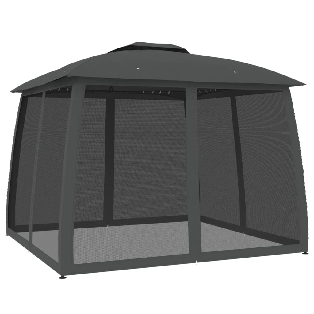 vidaXL Gazebo with Double Roof and Mesh Walls Anthracite 2.93x2.93 m Steel 2