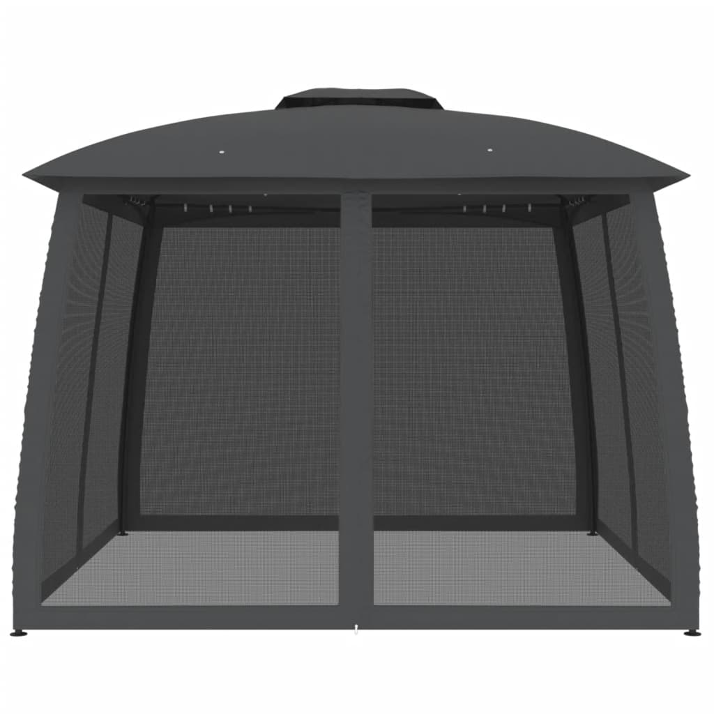 vidaXL Gazebo with Double Roof and Mesh Walls Anthracite 2.93x2.93 m Steel 3