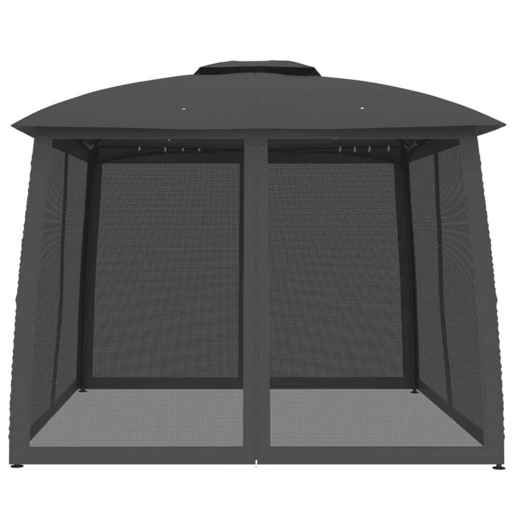 vidaXL Gazebo with Double Roof and Mesh Walls Anthracite 2.93x2.93 m Steel 4