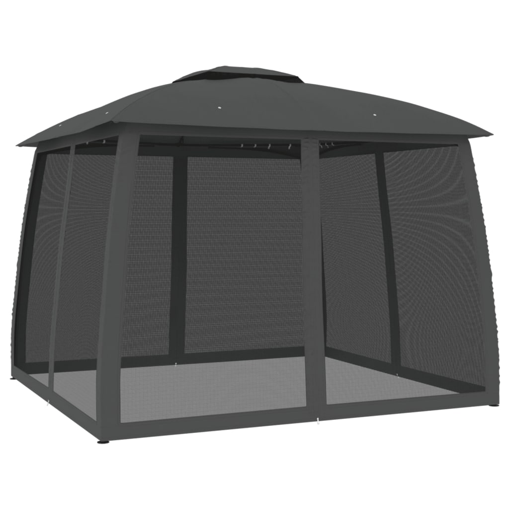vidaXL Gazebo with Double Roof and Mesh Walls Anthracite 2.93x2.93 m Steel 5
