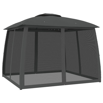 vidaXL Gazebo with Double Roof and Mesh Walls Anthracite 2.93x2.93 m Steel 5