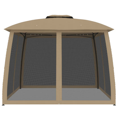 vidaXL Gazebo with Double Roof and Mesh Walls Taupe 2.93x2.93 m Steel 3