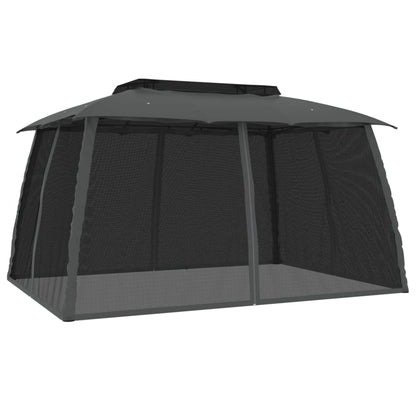 vidaXL Gazebo with Double Roof&Mesh Walls Anthracite 3.93x2.93 m Steel 2