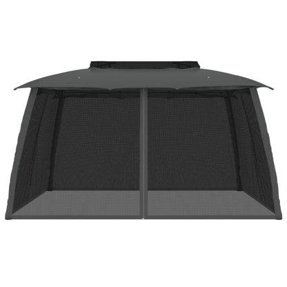 vidaXL Gazebo with Double Roof&Mesh Walls Anthracite 3.93x2.93 m Steel 3
