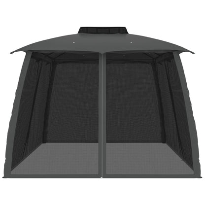 vidaXL Gazebo with Double Roof&Mesh Walls Anthracite 3.93x2.93 m Steel 4