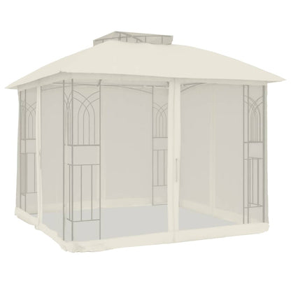 vidaXL Gazebo with Double Roof and Mesh Walls Cream 2.94x2.94 m Steel 2
