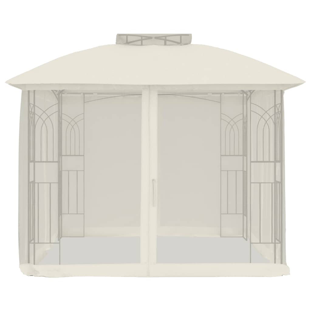 vidaXL Gazebo with Double Roof and Mesh Walls Cream 2.94x2.94 m Steel 3