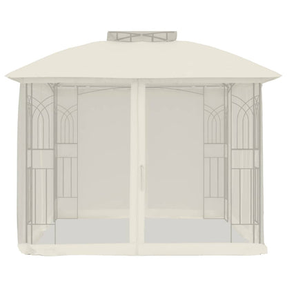 vidaXL Gazebo with Double Roof and Mesh Walls Cream 2.94x2.94 m Steel 3