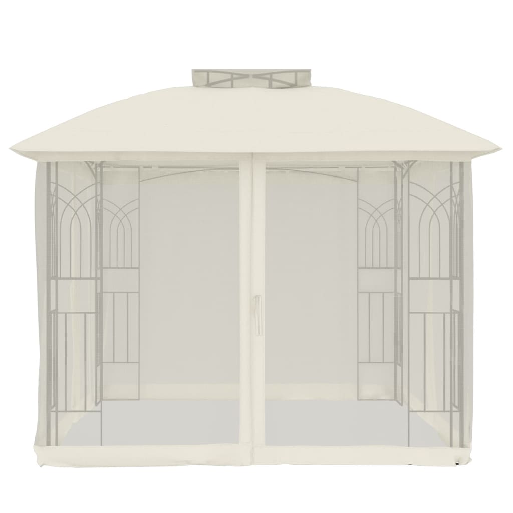 vidaXL Gazebo with Double Roof and Mesh Walls Cream 2.94x2.94 m Steel 5