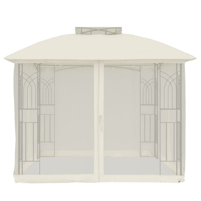 vidaXL Gazebo with Double Roof and Mesh Walls Cream 2.94x2.94 m Steel 5