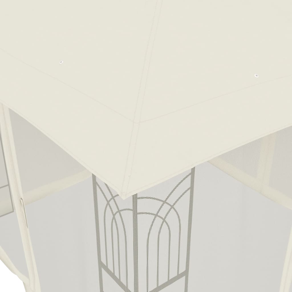 vidaXL Gazebo with Double Roof and Mesh Walls Cream 2.94x2.94 m Steel 6