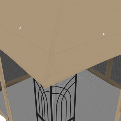 vidaXL Gazebo with Double Roof and Mesh Walls Taupe 2.94x2.94 m Steel 6