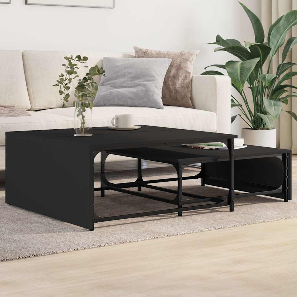 Nesting Coffee Tables 2 pcs Engineered Wood and Metal Black
