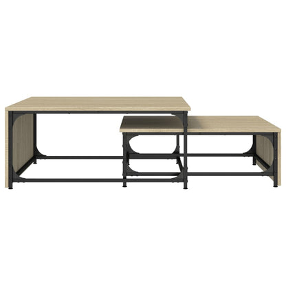 Nesting Coffee Tables 2 pcs Engineered Wood and Metal Sonoma oak