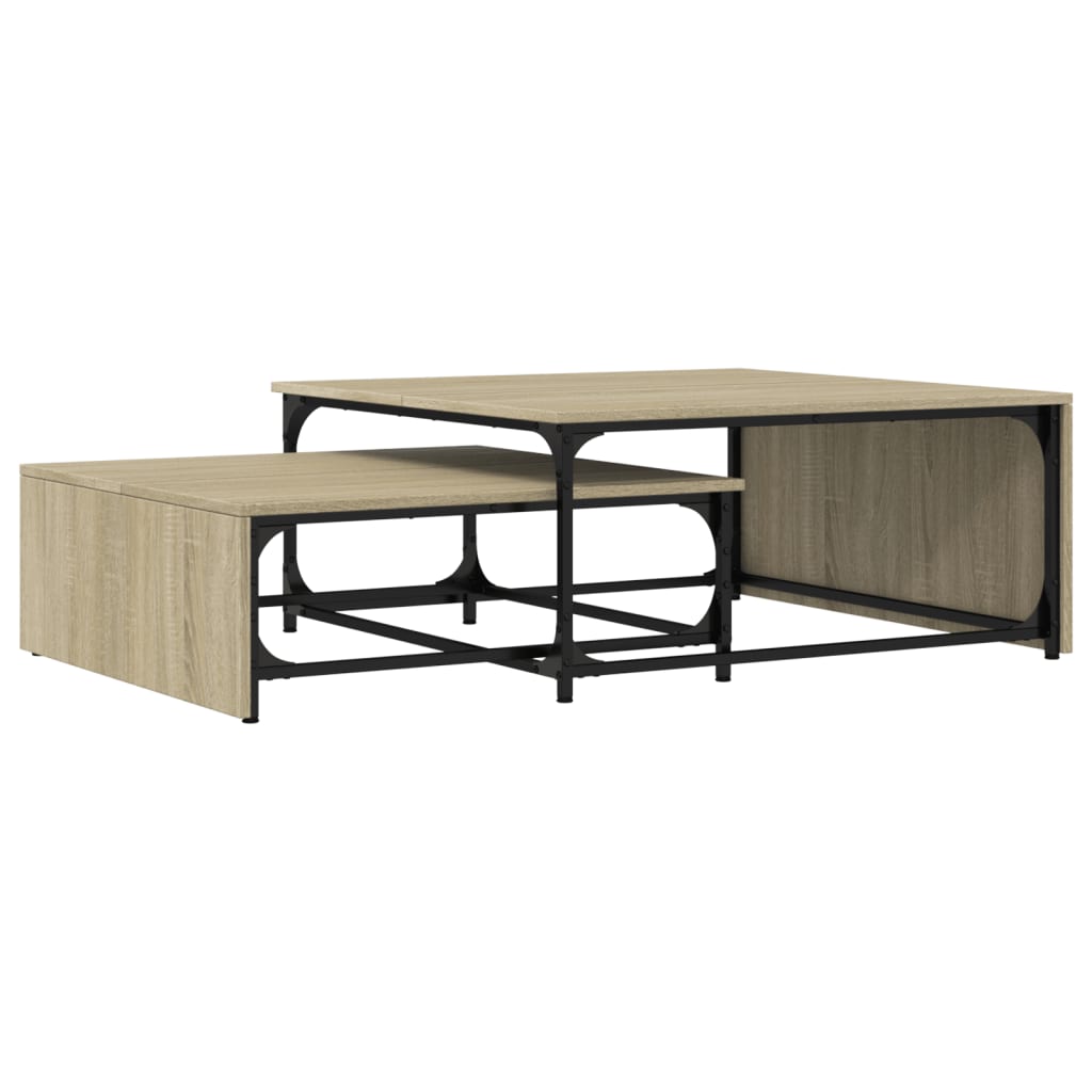 Nesting Coffee Tables 2 pcs Engineered Wood and Metal Sonoma oak