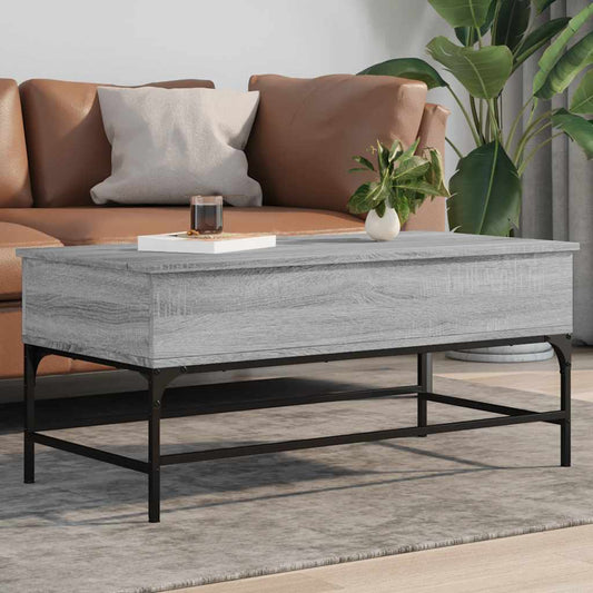 Coffee Table Engineered Wood and Metal Grey sonoma 100 cm 50 cm