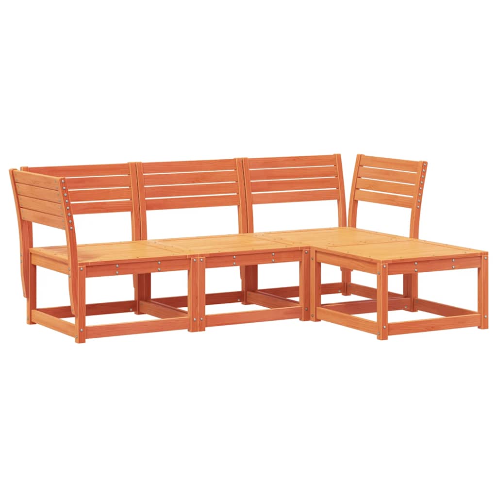 vidaXL 4 Piece Garden Lounge Set Wax Brown Solid Wood Pine 2