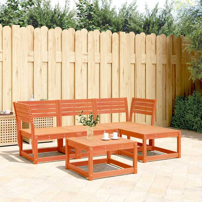 vidaXL 4 Piece Garden Lounge Set Wax Brown Solid Wood Pine 1