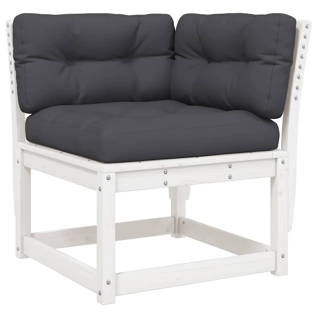 vidaXL 4 Piece Garden Lounge Set with Cushions White Solid Wood Pine 3