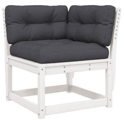 vidaXL 4 Piece Garden Lounge Set with Cushions White Solid Wood Pine 3