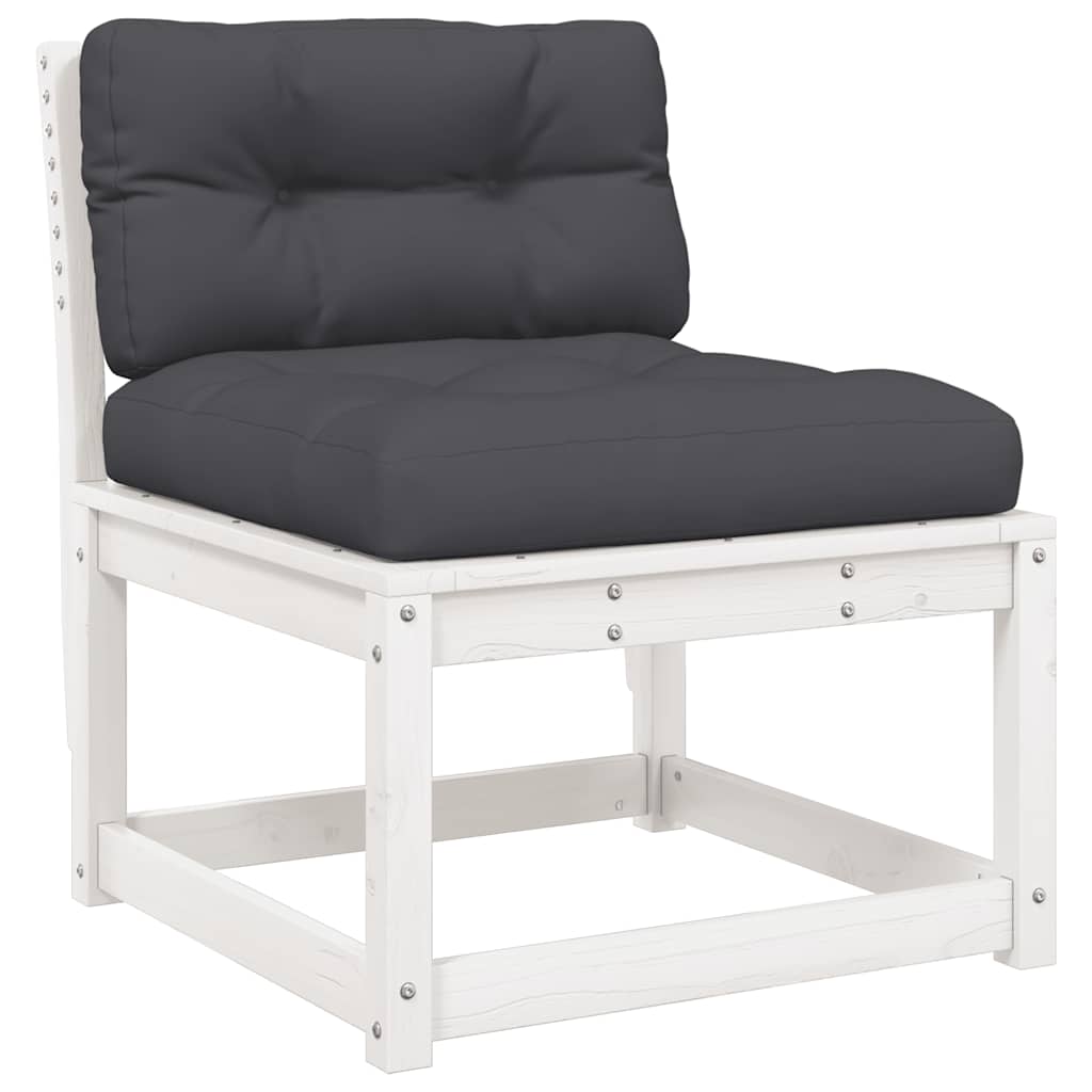 vidaXL 4 Piece Garden Lounge Set with Cushions White Solid Wood Pine 5