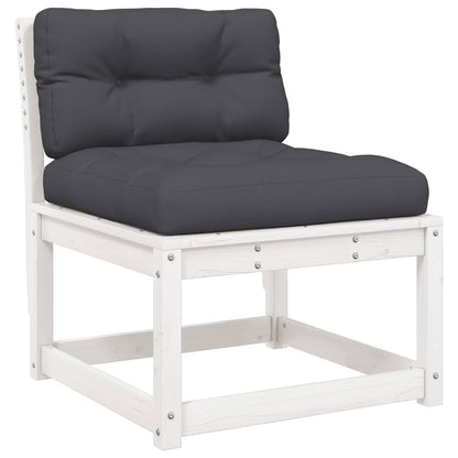 vidaXL 4 Piece Garden Lounge Set with Cushions White Solid Wood Pine 5