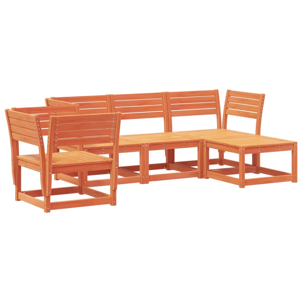 vidaXL 5 Piece Garden Lounge Set Wax Brown Solid Wood Pine 2
