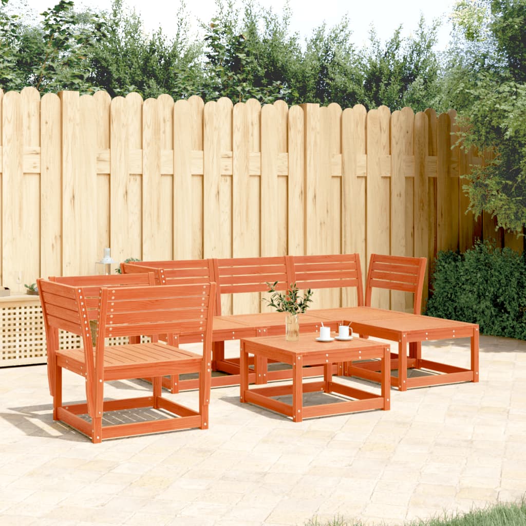 vidaXL 5 Piece Garden Lounge Set Wax Brown Solid Wood Pine 1