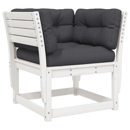 8 Piece Garden Lounge Set Solid Wood Pine White With cushions