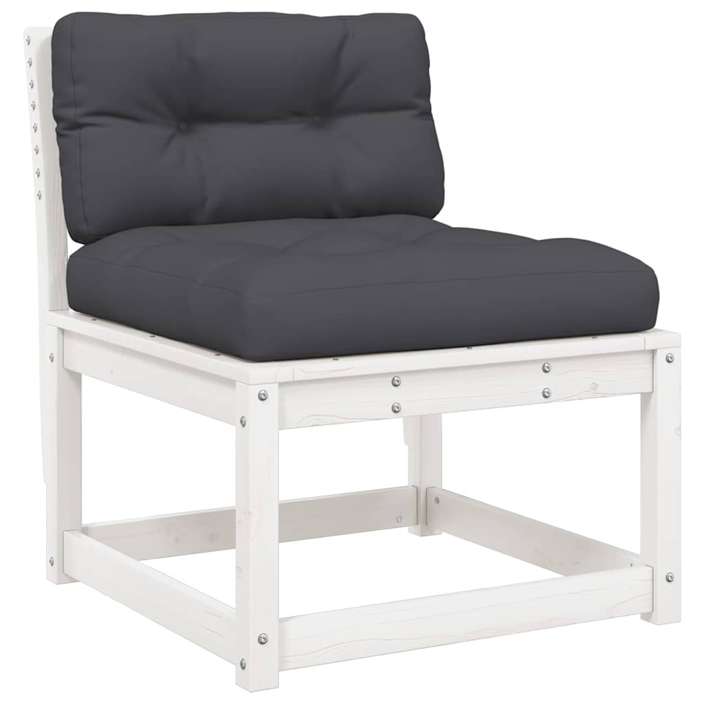 8 Piece Garden Lounge Set Solid Wood Pine White With cushions