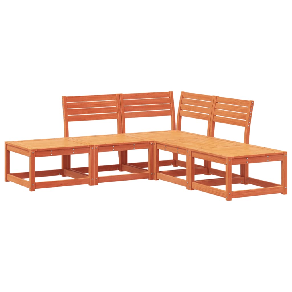 vidaXL 5 Piece Garden Sofa Set Wax Brown Solid Wood Pine 2