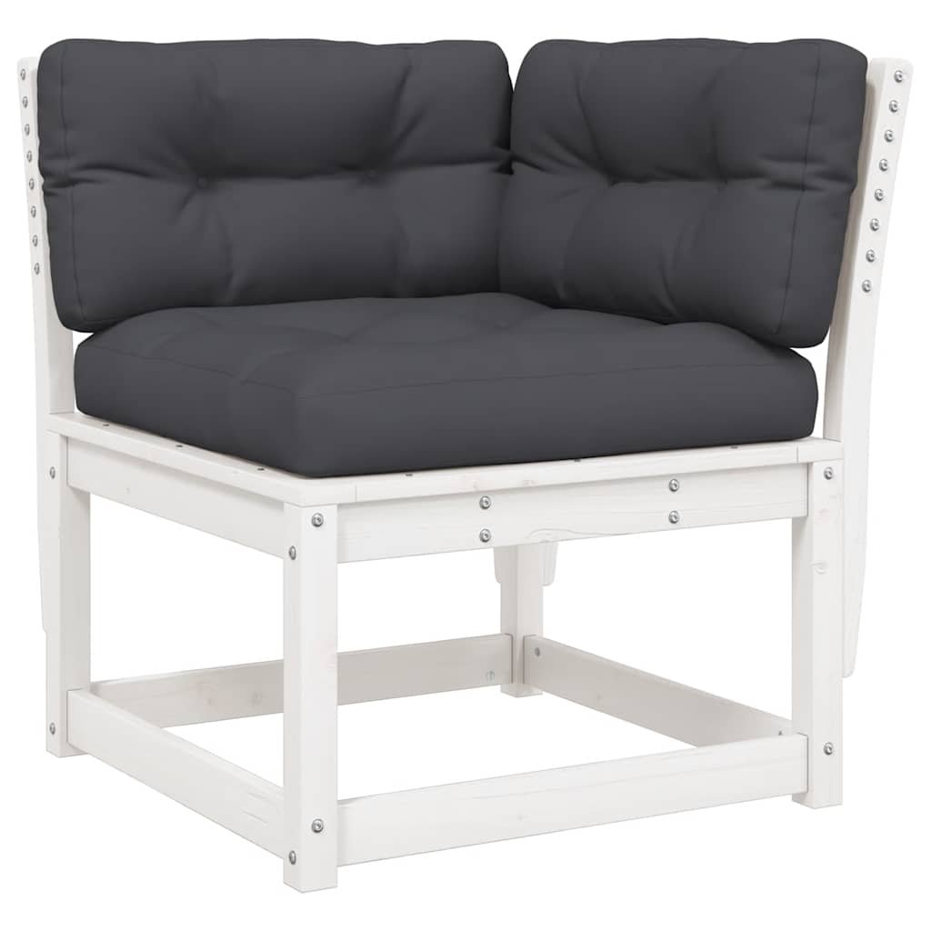 vidaXL 5 Piece Garden Sofa Set with Cushions White Solid Wood Pine 5