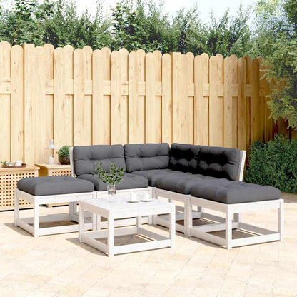 vidaXL 5 Piece Garden Sofa Set with Cushions White Solid Wood Pine 1