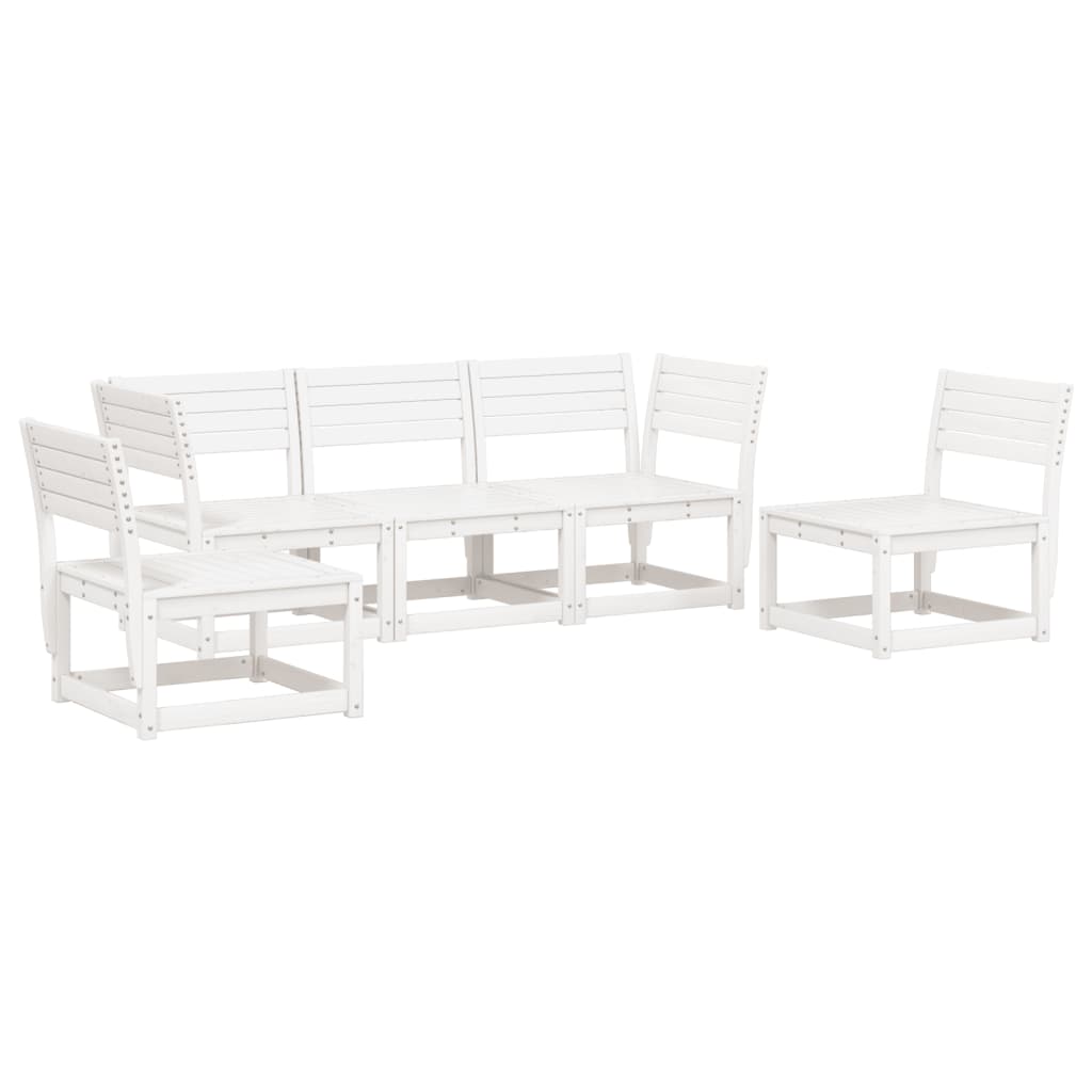 vidaXL 5 Piece Garden Sofa Set White Solid Wood Pine 2