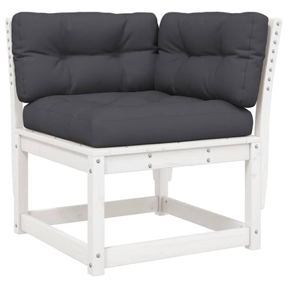 vidaXL 3 Piece Garden Sofa Set with Cushions White Solid Wood Pine 4